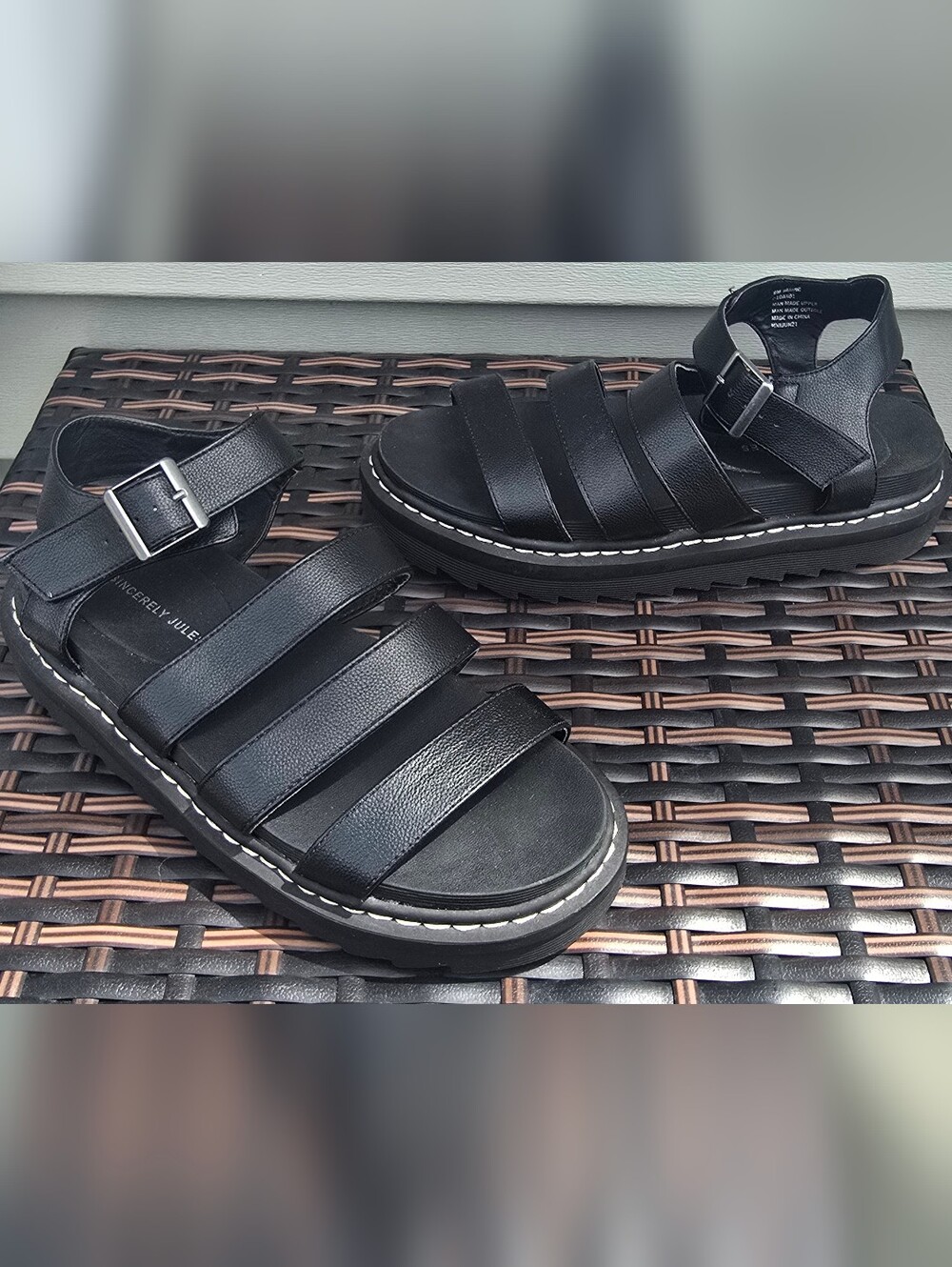 Darling Black Strappy Platform Sandals - Picture 6 of 9